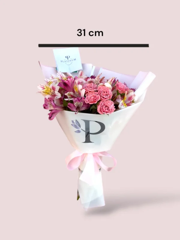 6 Rosas devela con astromelia y mini rosa - Image 4